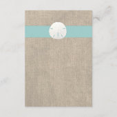 Sand Dollar Beach Wedding Empfang Card Begleitkarte (Rückseite)