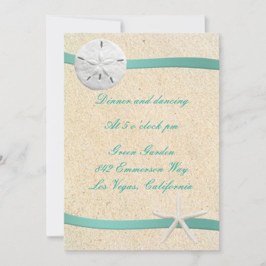 Sand Dollar Beach Wedding Empfang Card Einladung (Vorderseite)