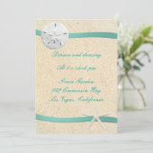 Sand Dollar Beach Wedding Empfang Card Einladung (Stehend Vorderseite)