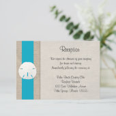 Sand Dollar Beach Wedding Empfang Card Malibu Begleitkarte (Stehend Vorderseite)