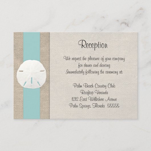 Sand Dollar Beach Wedding Empfang Einladung Auto (Vorderseite)