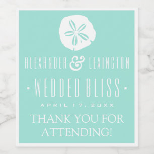 Sand Dollar Beach Wedding - Farbe individuell anpa Weinetikett