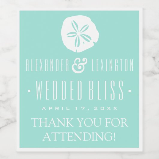 Sand Dollar Beach Wedding - Farbe individuell anpa Weinetikett (Einzelnes Label)