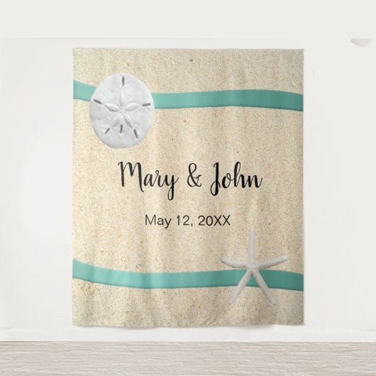 Sand Dollar Beach Wedding Foto Hintergrund Wandteppich (Vorderseite)