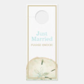 Sand Dollar Beach Wedding Just Married Gefallen Türanhänger (Vorderseite)