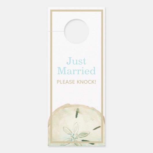 Sand Dollar Beach Wedding Just Married Gefallen Türanhänger (Vorderseite)