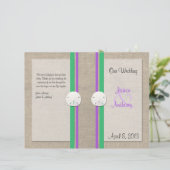 Sand Dollar Beach Wedding Program - Lila Green Gre (Stehend Vorderseite)