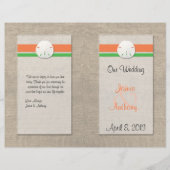 Sand Dollar Beach Wedding Program - Orange & Green (Vorderseite)