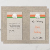 Sand Dollar Beach Wedding Program - Orange & Green (Vorne/Hinten)