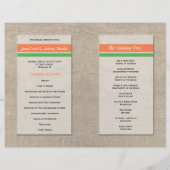 Sand Dollar Beach Wedding Program - Orange & Green (Rückseite)