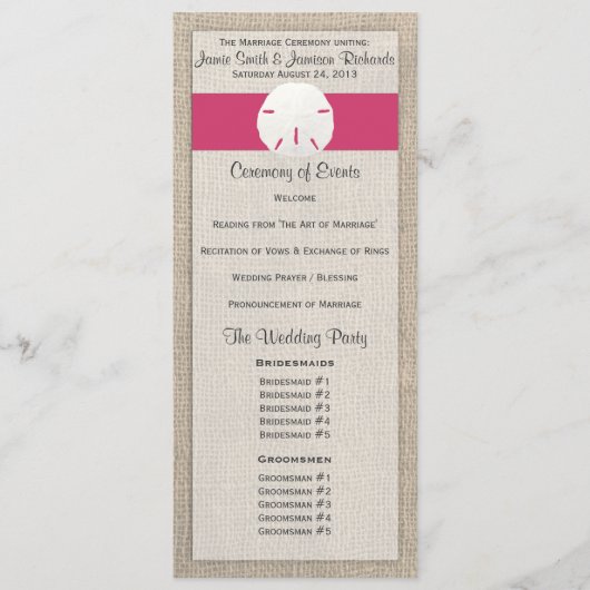 Sand Dollar Beach Wedding Program - Wassermelone Programm (Vorderseite)