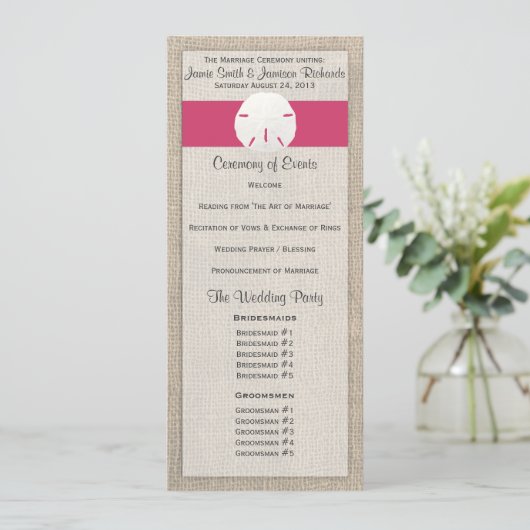 Sand Dollar Beach Wedding Program - Wassermelone Programm (Stehend Vorderseite)