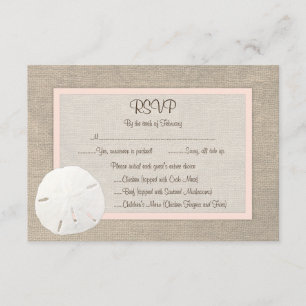 Sand Dollar Beach Wedding RSVP Card - Blush Karte