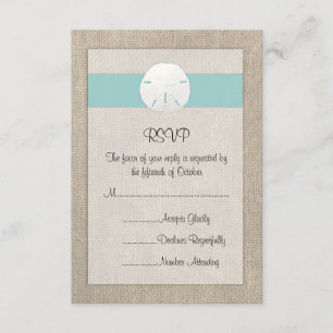 Sand Dollar Beach Wedding RSVP Card Karte