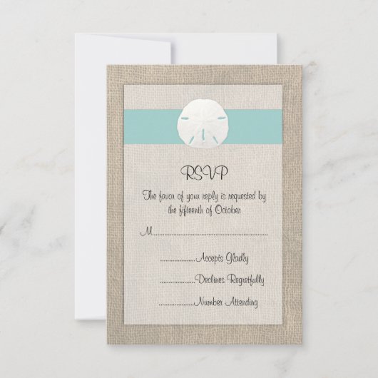 Sand Dollar Beach Wedding RSVP Card Karte (Vorderseite)