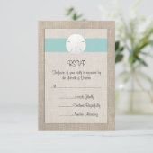 Sand Dollar Beach Wedding RSVP Card Karte (Stehend Vorderseite)