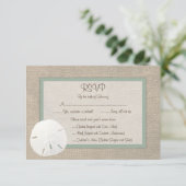 Sand Dollar Beach Wedding RSVP Card - Peridot (Stehend Vorderseite)