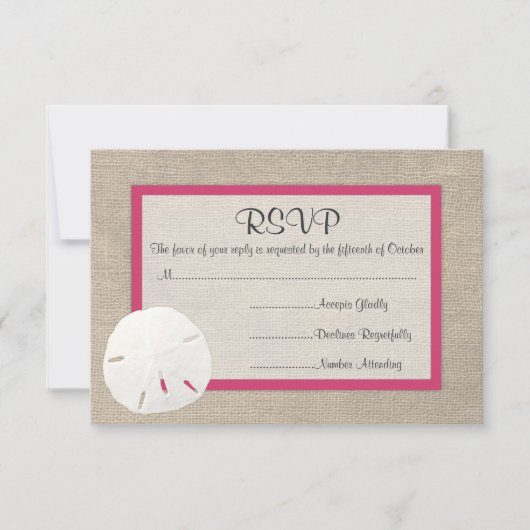 Sand Dollar Beach Wedding RSVP card - Watermelon (Vorderseite)