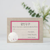 Sand Dollar Beach Wedding RSVP card - Watermelon (Stehend Vorderseite)