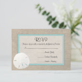 Sand Dollar Beach Wedding RSVP Karte (Stehend Vorderseite)