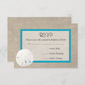 Sand Dollar Beach Wedding RSVP Karte Malibu (Vorne/Hinten)