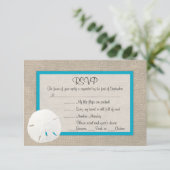 Sand Dollar Beach Wedding RSVP Karte Malibu 2 (Stehend Vorderseite)