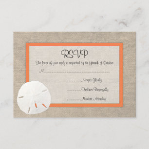Sand Dollar Beach Wedding RSVP Karte - Orange