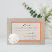 Sand Dollar Beach Wedding RSVP Karte - Orange (Stehend Vorderseite)