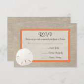 Sand Dollar Beach Wedding RSVP Karte - Orange (Vorne/Hinten)
