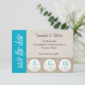 Sand Dollar Beach Wedding Save the Date Malibu (Stehend Vorderseite)