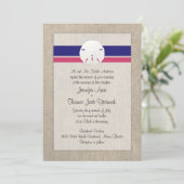 Sand Dollar Beach Weditation - 'Melon Navy Einladung (Stehend Vorderseite)