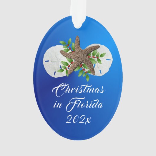 Sand Dollar Blue Christmas Vacation Keepake Ornament (Rückseite)