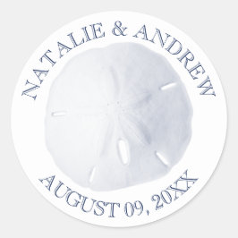 Sand Dollar Blue Runder Aufkleber