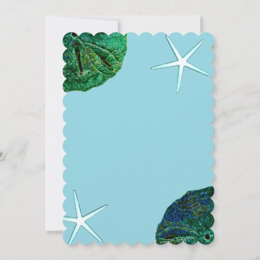 Sand Dollar Blue Sanddollar Beach Starfish Hochzei Einladung (Rückseite)