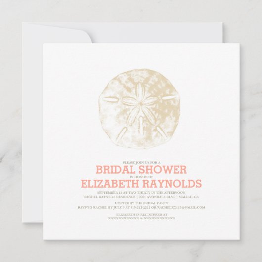Sand Dollar Bridal Dusche Einladungen (Vorderseite)