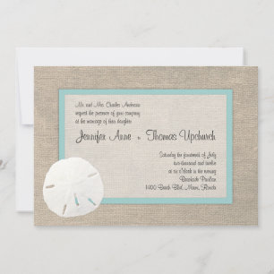Sand Dollar & Burlap Beach Hochzeitseinladung Einladung