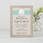 Sand Dollar Burlap Beach Wedding Brautparty Einladung (Stehend Vorderseite)