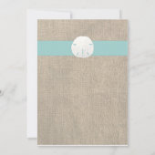 Sand Dollar Burlap Beach Wedding Brautparty Einladung (Rückseite)