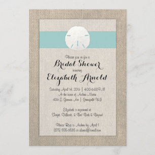 Sand Dollar Burlap Beach Wedding Brautparty Einladung