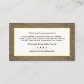 Sand Dollar & Burlap Business Danke Karte (Rückseite)