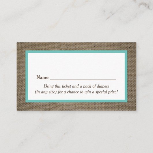 Sand Dollar & Burlap Diaper Raffel Ticket (Rückseite)