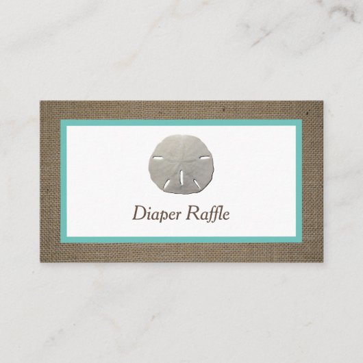 Sand Dollar & Burlap Diaper Raffel Ticket (Vorderseite)