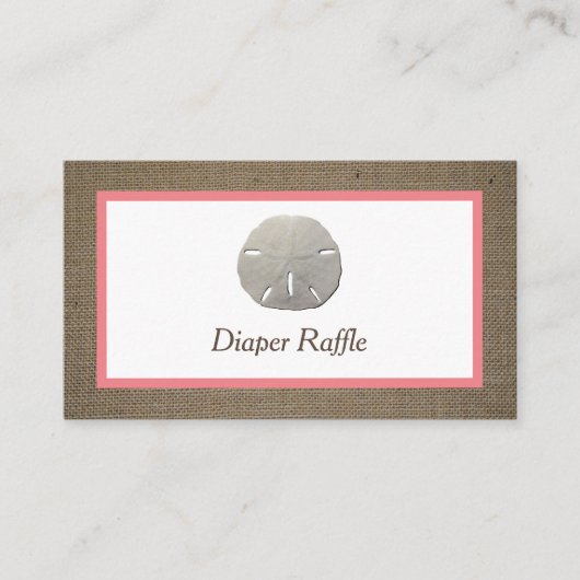 Sand Dollar & Burlap Diaper Raffel Ticket (Vorderseite)