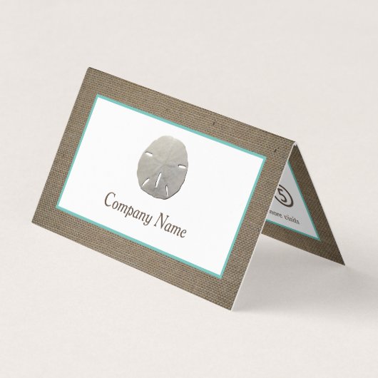 Sand Dollar & Burlap Double Loyalty Business Card Visitenkarten (Vorderseite)