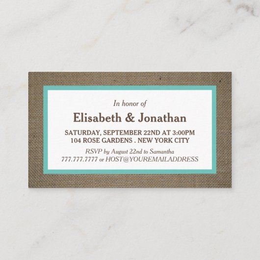 Sand Dollar & Burlap Engagement Party Ticket (Rückseite)