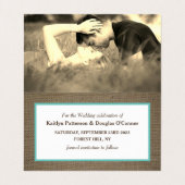 Sand Dollar & Burlap Foto ändern Datum Karte (Innenseite Aufgefaltet)