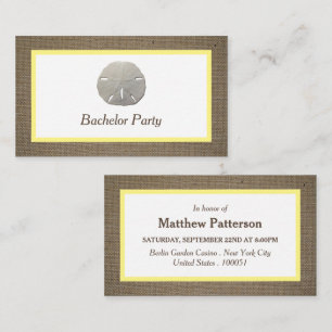Sand Dollar & Burlap Junggesellenabschied Ticket-E Visitenkarte