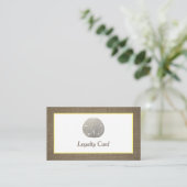 Sand Dollar & Burlap Loyalty Card Visitenkarte (Stehend Vorderseite)