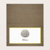 Sand Dollar & Burlap Menü Auswahlkarte (Außenseite Aufgefaltet)