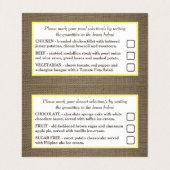 Sand Dollar & Burlap Menü Auswahlkarte (Innenseite Aufgefaltet)